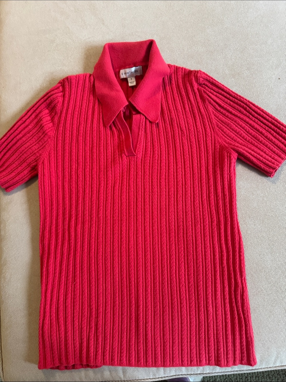 41 Hawthorn Raspberry Ribbed V-Neck Sweater - Picture 2 of 2
